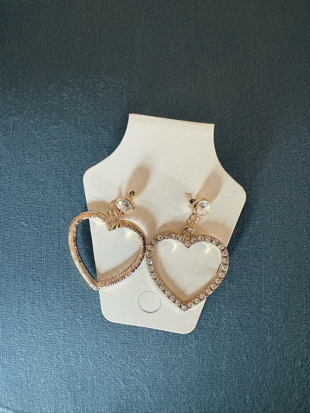 Heart Hoop Drop Earrings with Accents